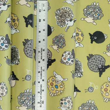 MOSS SHEEP Fabric - Laminated Cotton - by the 1/2 yard