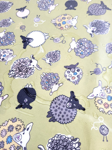 MOSS SHEEP Fabric - Laminated Cotton - by the 1/2 yard