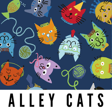 ALLEY CATS Fabric - Laminated Cotton - by the 1/2 yard