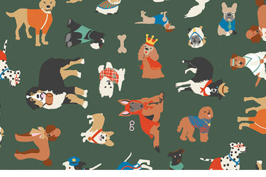 YARD DOGS Fabric - Laminated Cotton - by the 1/2 yard