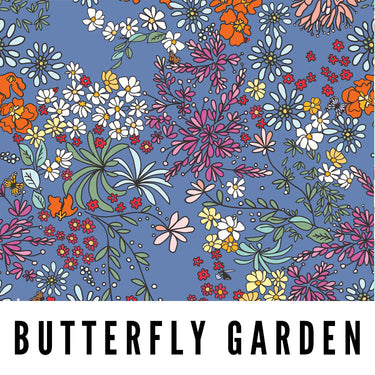 BUTTERFLY GARDEN Fabric - Laminated Cotton - by the 1/2 yard