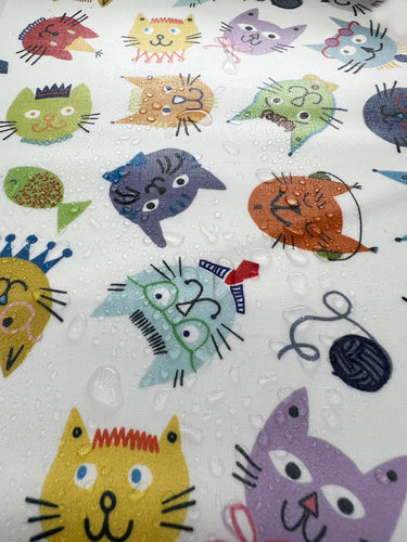 COOL CATS Fabric - Laminated Cotton - by the 1/2 yard