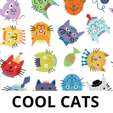 COOL CATS Fabric - Laminated Cotton - by the 1/2 yard