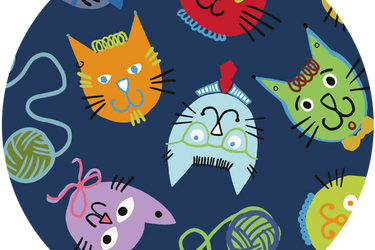 ALLEY CATS Fabric - Laminated Cotton - by the 1/2 yard