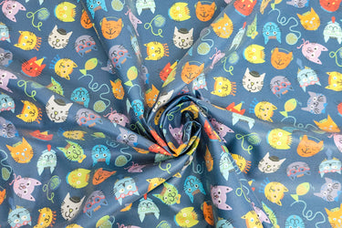 ALLEY CATS Fabric - Laminated Cotton - by the 1/2 yard