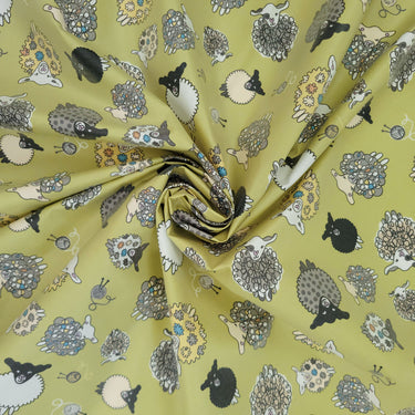 MOSS SHEEP Fabric - Laminated Cotton - by the 1/2 yard
