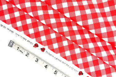 RED GINGHAM Fabric 100% Cotton (Uncoated) - by the 1/2 yard