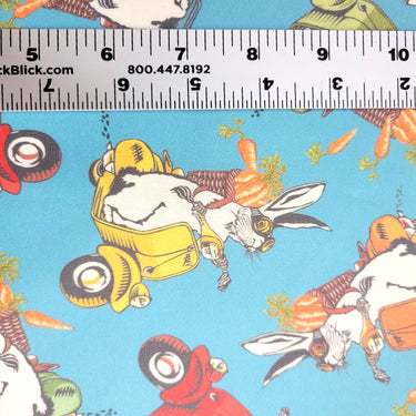 RUNAWAY BUNNIES Fabric - Laminated Cotton - by the 1/2 yard