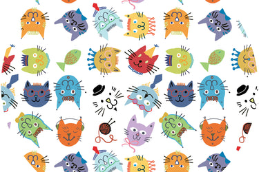 COOL CATS Fabric - Laminated Cotton - by the 1/2 yard