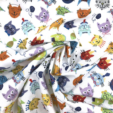 COOL CATS Fabric - Laminated Cotton - by the 1/2 yard