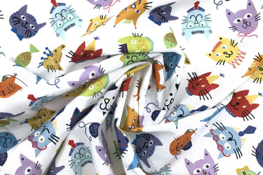 COOL CATS Fabric - 100% Cotton (Uncoated) - by the 1/2 yard